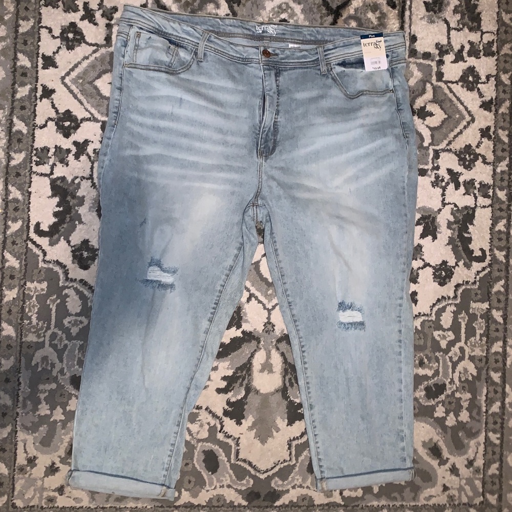Terra & Sky Mid-rise Slim Light Wash Boyfriend Jeans